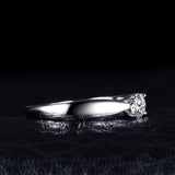 Pretty Sterling Silver Solitaire AAA CZ Diamond Ring - ringsuniverse