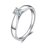 Pretty Sterling Silver Solitaire AAA CZ Diamond Ring - ringsuniverse