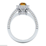 Trendy Square Yellow Gemstone Silver Classic Style Ring - ringsuniverse