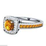 Trendy Square Yellow Gemstone Silver Classic Style Ring - ringsuniverse