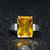 Rectangle Large Yellow Gemstone Fashion Ring - Rings Universe