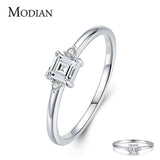 Classic Silver Emerald cut AAA+ Quality CZ Diamond Ring - Rings Universe