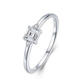 Classic Silver Emerald cut AAA+ Quality CZ Diamond Ring - Rings Universe