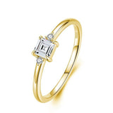 Classic Silver Emerald cut AAA+ Quality CZ Diamond Ring - Rings Universe