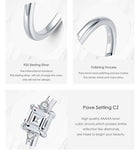 Classic Silver Emerald cut AAA+ Quality CZ Diamond Ring - Rings Universe
