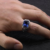 Vintage Engraved Flower Blue Lab Created Sapphire Men - Rings Universe