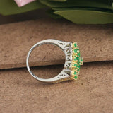 Luxury Flower Design Hollow out Silver Emerald Ring - Rings Universe