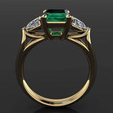New Design Gold Color Rectangle Lab Emerald Gemstone Ring - Rings Universe