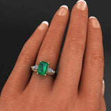 New Design Gold Color Rectangle Lab Emerald Gemstone Ring - Rings Universe