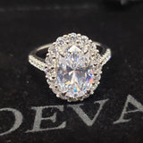 Fine Jewelry Silver Oval Lab Diamond Topaz Ring - Rings Universe