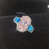 Fine Jewelry Silver Sparkling Oval Lab Diamond Luxury Ring