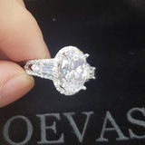 Fine Jewelry Silver Sparkling Oval Lab Diamond Luxury Ring - Rings Universe