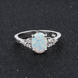 Vintage Design Oval White Created Opal Gemstone Ring - Rings Universe