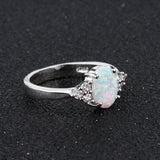 Vintage Design Oval White Created Opal Gemstone Ring - Rings Universe