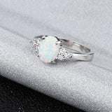 Vintage Design Oval White Created Opal Gemstone Ring - Rings Universe