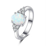 Vintage Design Oval White Created Opal Gemstone Ring - Rings Universe