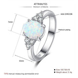 Vintage Design Oval White Created Opal Gemstone Ring - Rings Universe