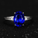 Classic Lab Created Silver Oval Green/Pink/Blue Gemstone Rings - Rings Universe