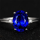 Classic Lab Created Silver Oval Green/Pink/Blue Gemstone Rings - Rings Universe
