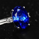 Classic Lab Created Silver Oval Green/Pink/Blue Gemstone Rings - Rings Universe
