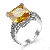 Luxury Princess Cut AAAAA Yellow big CZ Ring - Rings Universe