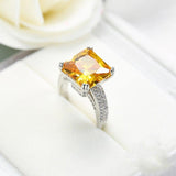 Luxury Princess Cut AAAAA Yellow big CZ Ring - Rings Universe