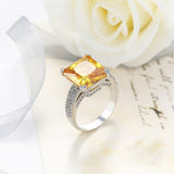 Luxury Princess Cut AAAAA Yellow big CZ Ring - Rings Universe
