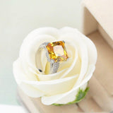 Luxury Princess Cut AAAAA Yellow big CZ Ring - Rings Universe