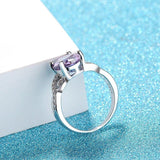 Fashion Oval Shape Amethyst AAA Zircon Gemstone Ring - Rings Universe