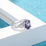 Fashion Oval Shape Amethyst AAA Zircon Gemstone Ring - Rings Universe