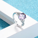 Fashion Oval Shape Amethyst AAA Zircon Gemstone Ring - Rings Universe
