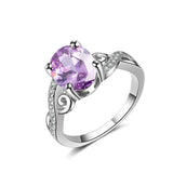 Fashion Oval Shape Amethyst AAA Zircon Gemstone Ring - Rings Universe
