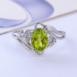 100% Natural Peridot Green Gemstone Oval Ring - Rings Universe