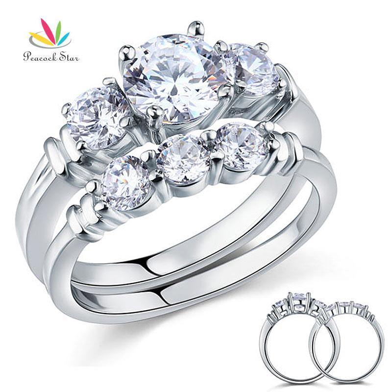 1 Set 2PC V Shape Rhinestone Diamond Rings Women