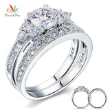 Vintage 1 Ct Lab Diamond 2-Pc Wedding Engagement Ring Set - Rings Universe