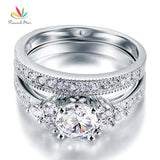 Vintage 1 Ct Lab Diamond 2-Pc Wedding Engagement Ring Set - Rings Universe