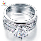Impressive 2 Carat Round Cut 3-Pcs Z Diamond Ring Set - Rings Universe