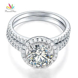 Glamorous Luxury Halo 2 Carat Z Diamond  Ring Set - Rings Universe
