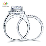 Glamorous Luxury Halo 2 Carat Z Diamond  Ring Set - Rings Universe