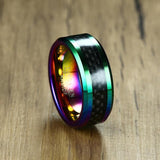Trendy Multi-Color Carbon Fiber Tungsten Carbide Ring - Rings Universe