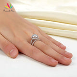 Glamorous Luxury Halo 2 Carat Z Diamond  Ring Set - Rings Universe