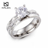 Gold  and Silver Color Couples Promise Crystal Rings - Rings Universe
