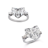 Vintage Unique Heart Bridal Wedding Engagement Ring - Rings Universe