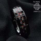Carbon Fiber 8mm Black and Red Men's Tungsten Trendy Wedding Ring - ringsuniverse