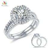 Glamorous Luxury Halo 2 Carat Z Diamond  Ring Set - Rings Universe