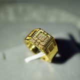 Luxury Male White Crystal 14KT Yellow Gold Filled Pave Ring - ringsuniverse