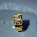 Luxury Male White Crystal 14KT Yellow Gold Filled Pave Ring - ringsuniverse