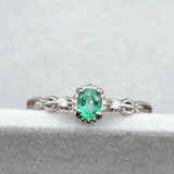 Elegant and Classic Natural Emerald Sterling Silver Ring - ringsuniverse