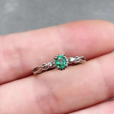 Elegant and Classic Natural Emerald Sterling Silver Ring - ringsuniverse