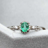 Elegant and Classic Natural Emerald Sterling Silver Ring - ringsuniverse